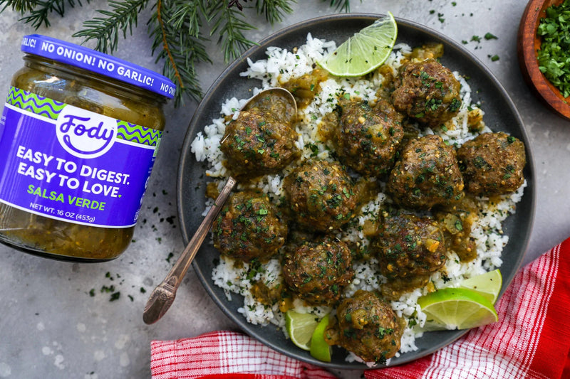 Fleischbällchen vom Rind in grüner Salsa Verde, low FODMAP