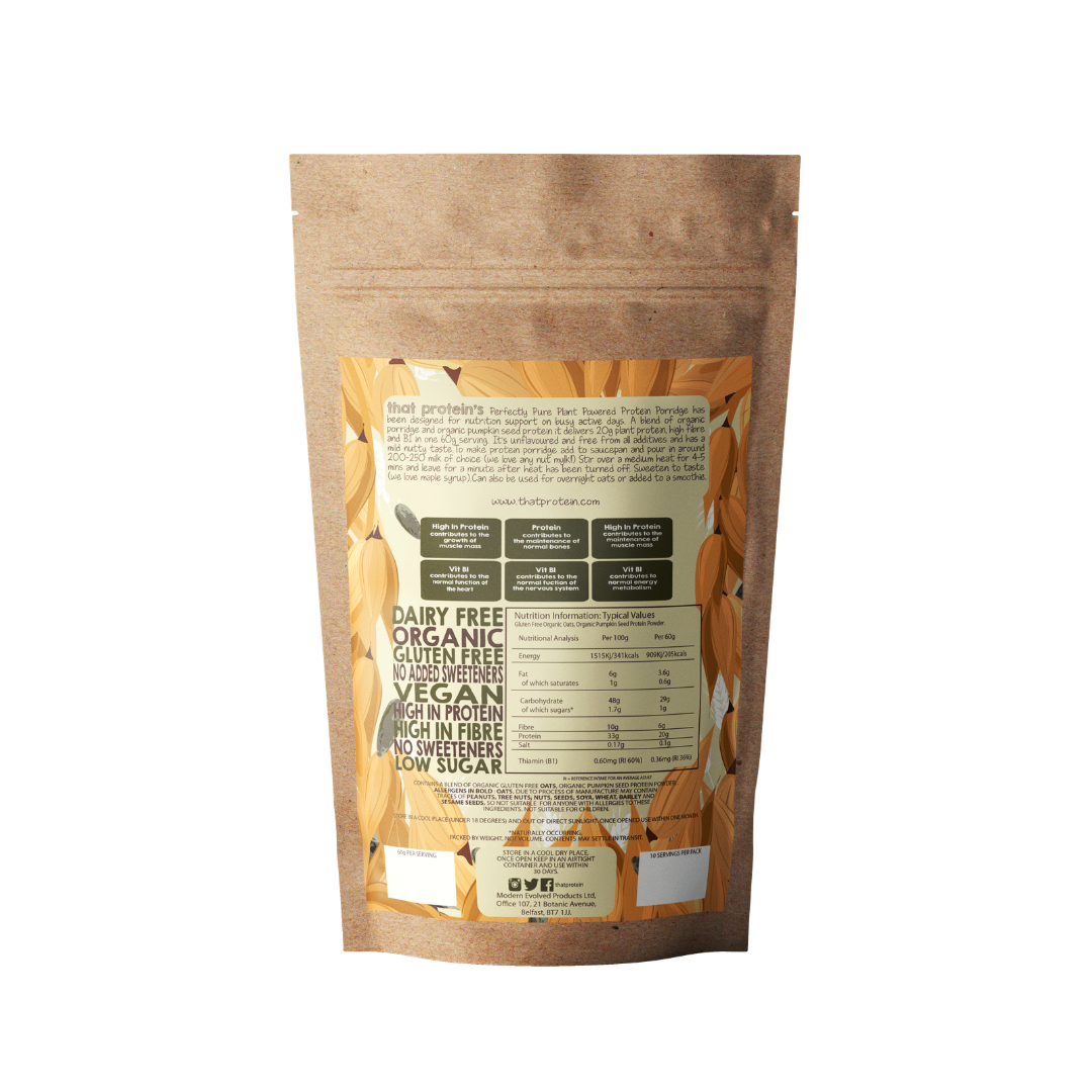 Porridge protéiné pur et suprême avec poudre de protéines de graines de citrouille (600 g)