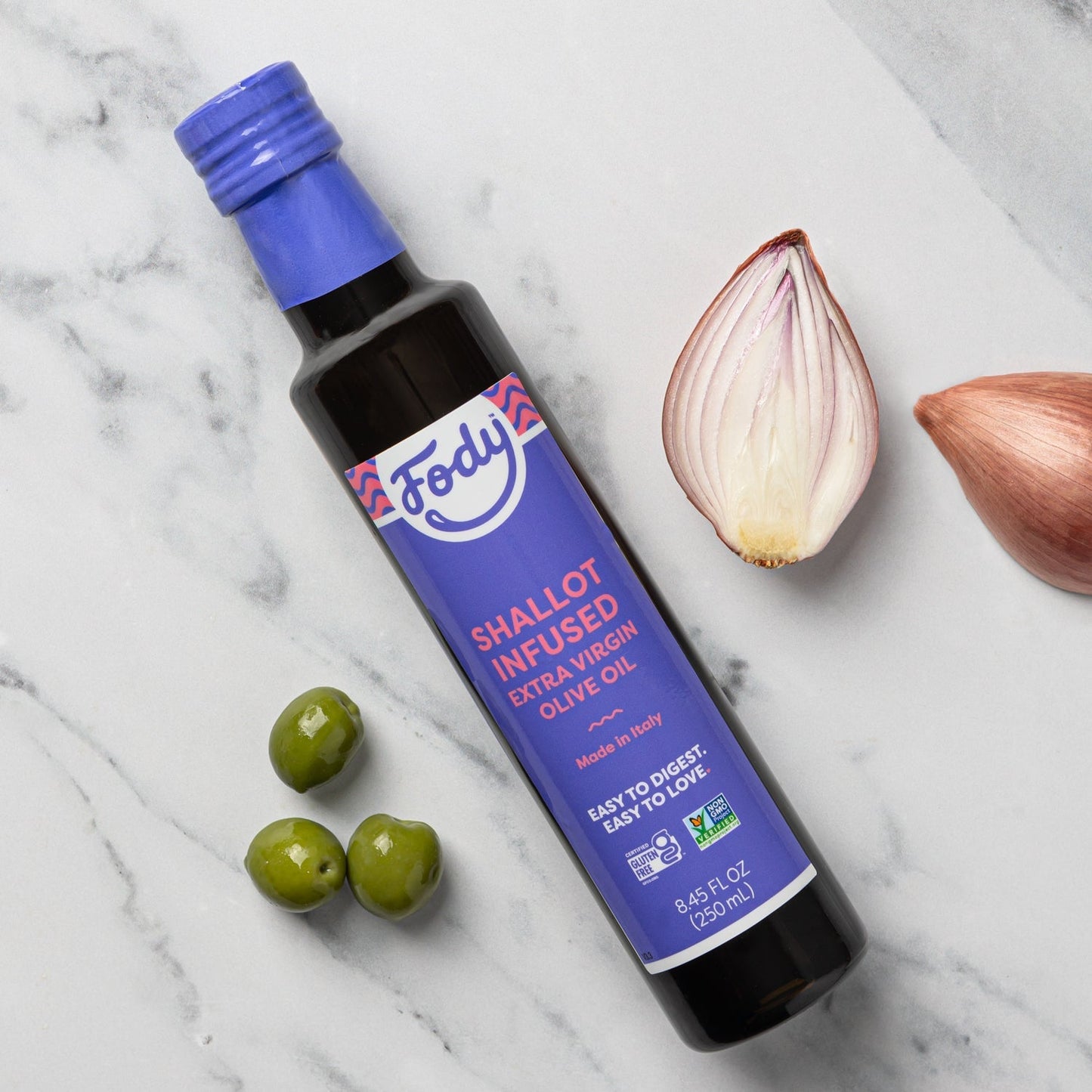 Huile d'olive infusée à l'échalote (250 ml)
