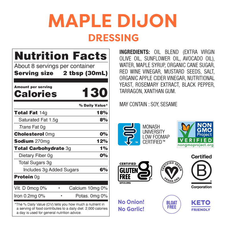 Maple Dijon salad dressing (236ml)
