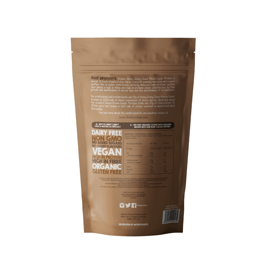 Chirpy Chirpy Choca Mocha Organic Super Protein (250g) - FODCORNER - (low FODMAP bei Reizdarm)