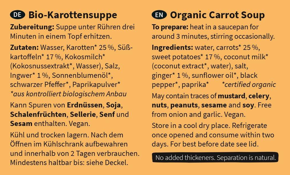 Karottensuppe (490g) - FODCORNER - (low FODMAP bei Reizdarm)