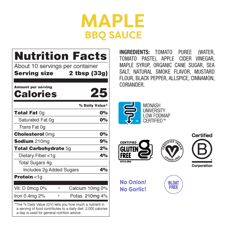 Maple BBQ Sauce (272g) - FODCORNER - (low FODMAP bei Reizdarm)