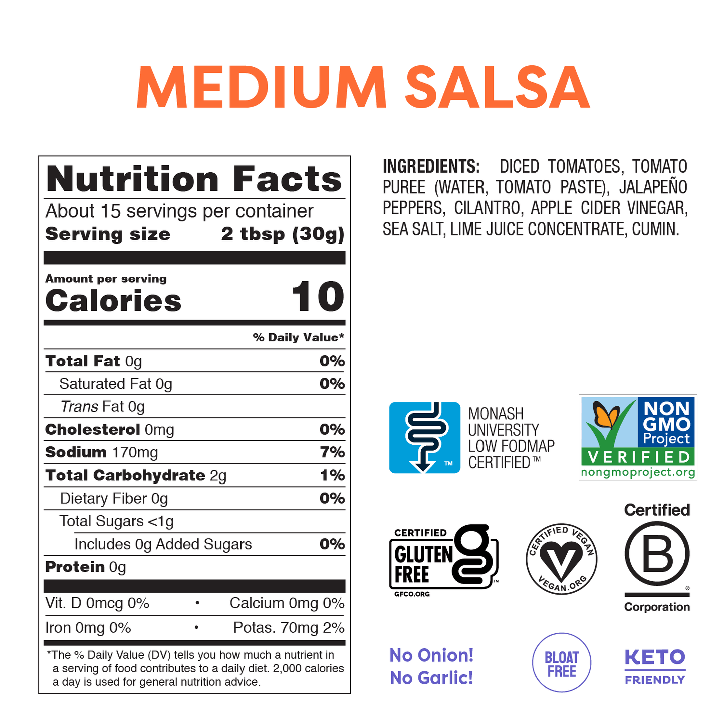 Medium Salsa (453g) - FODCORNER - (low FODMAP bei Reizdarm)