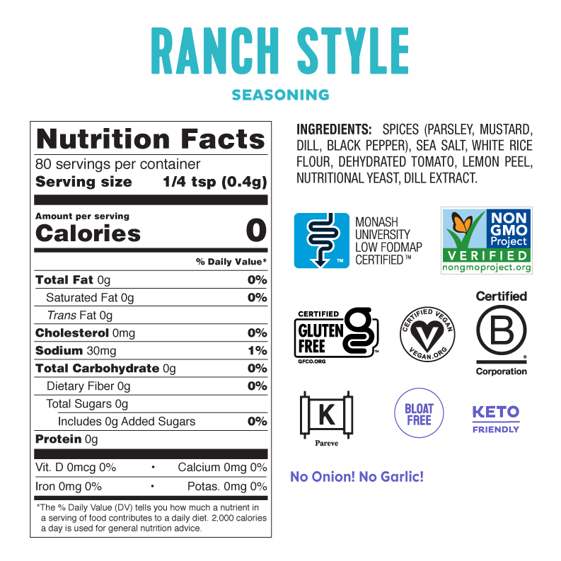 Ranch Style Gewürz (32g) - FODCORNER - (low FODMAP bei Reizdarm)