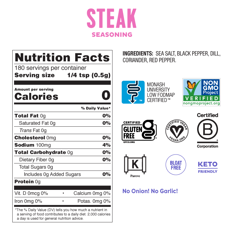 Steak Gewürz (90g) - FODCORNER - (low FODMAP bei Reizdarm)