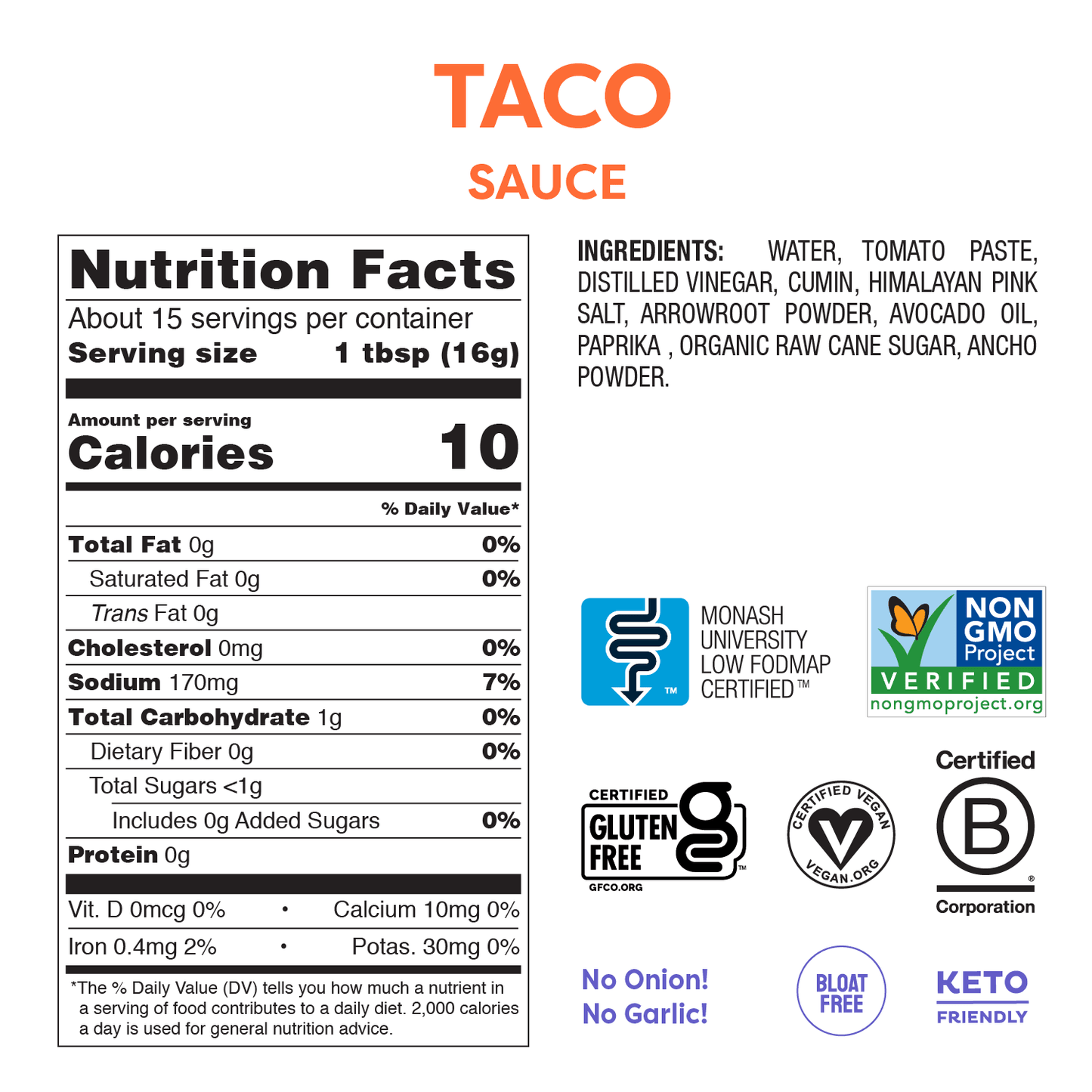 Taco Sauce (241g) - FODCORNER - (low FODMAP bei Reizdarm)