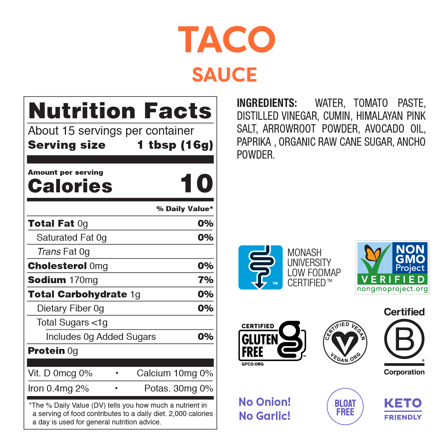 Taco Sauce (241g) - FODCORNER - (low FODMAP bei Reizdarm)