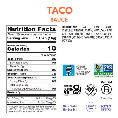 Taco Sauce (241g) - FODCORNER - (low FODMAP bei Reizdarm)