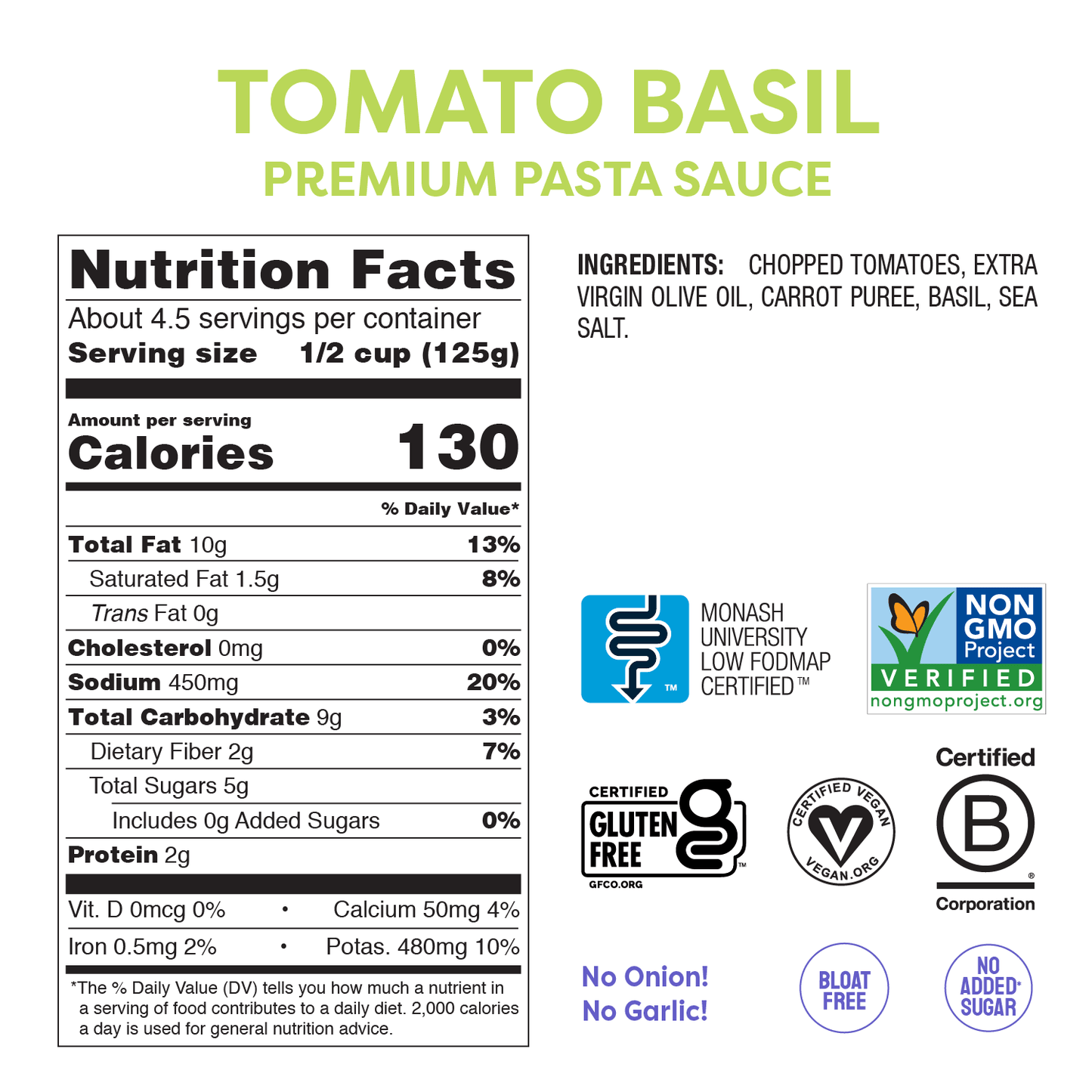 Tomaten & Basilikum Sauce (550g) - FODCORNER - (low FODMAP bei Reizdarm)